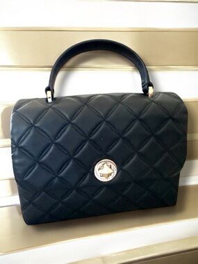 Kate Spade Diamond Black Quilted Top Handle Satchel or Crossbody.